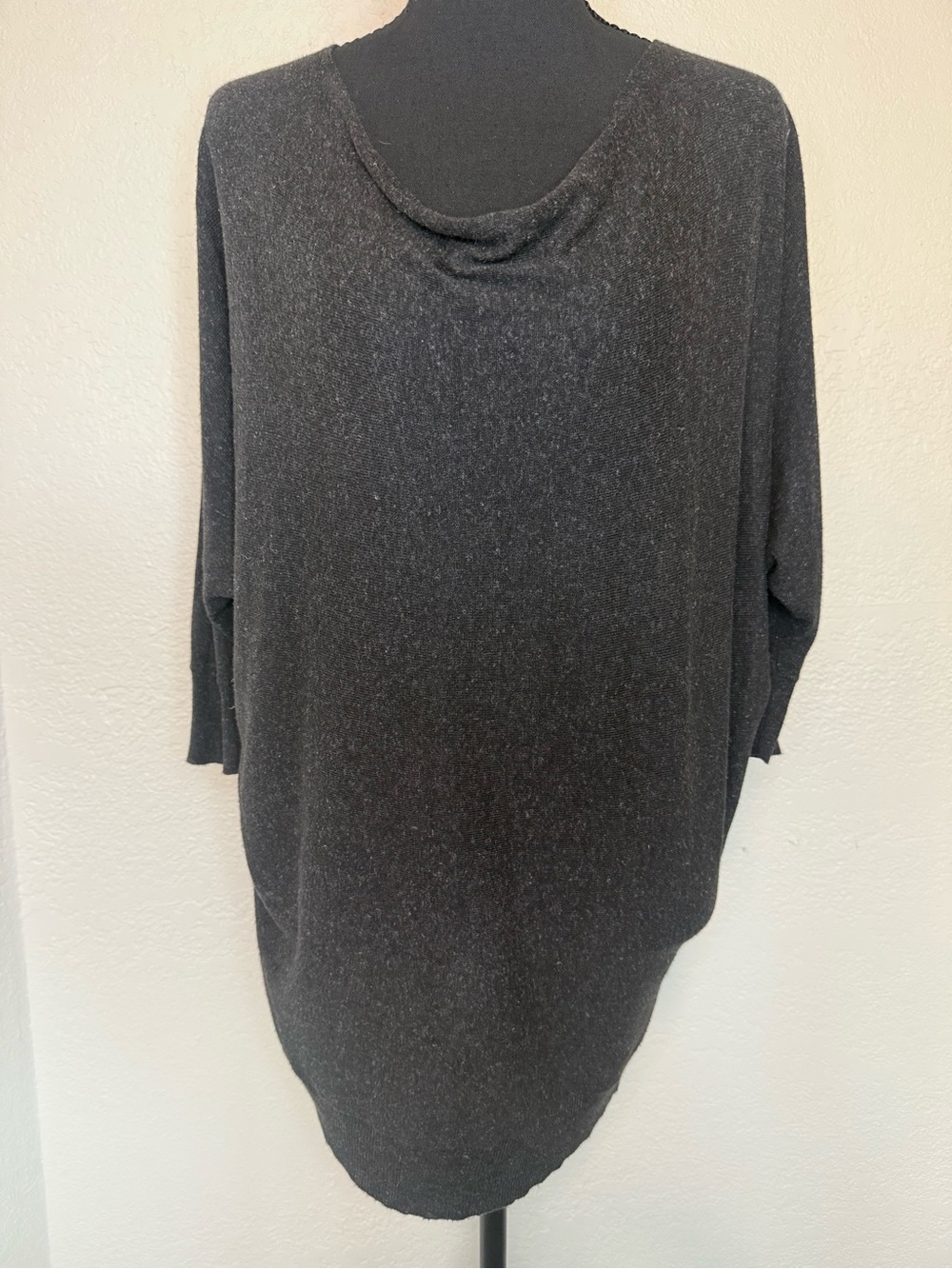 Eileen Fisher Charcoal Gray Draped Cowl-Neck Sweater